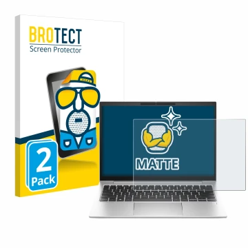 Parte frontal de un envase de producto con el logotipo de la marca BROTECT. Al lado se muestra el dispositivo HP EliteBook 830