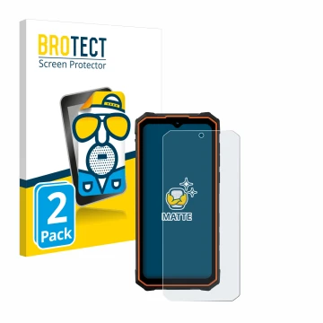 Parte frontal de un envase de producto con el logotipo de la marca BROTECT. Al lado se muestra el dispositivo Hotwav Cyber 13 