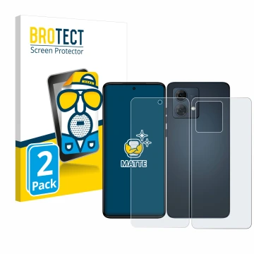 Parte frontal de un envase de producto con el logotipo de la marca BROTECT. Al lado se muestra el dispositivo Motorola Moto G8