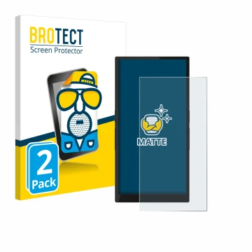 Parte frontal de un envase de producto con el logotipo de la marca BROTECT. Al lado se muestra el dispositivo Hiby R6 Pro II (