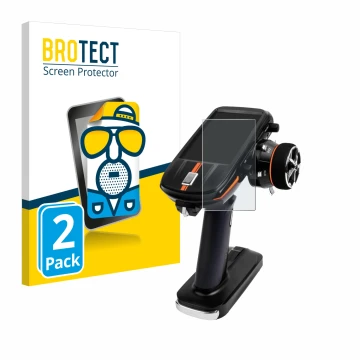 Parte frontal de un envase de producto con el logotipo de la marca BROTECT. Al lado se muestra el dispositivo RadioLink RC8X c