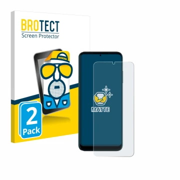 Parte frontal de un envase de producto con el logotipo de la marca BROTECT. Al lado se muestra el dispositivo Telekom T Phone 