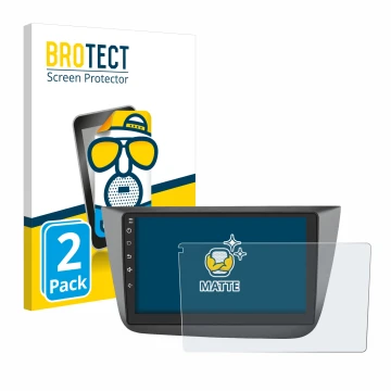 Parte frontal de un envase de producto con el logotipo de la marca BROTECT. Al lado se muestra el dispositivo Topway Android C