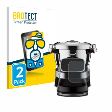 Parte frontal de un envase de producto con el logotipo de la marca BROTECT. Al lado se muestra el dispositivo WMF Avantgarde c