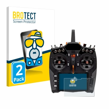 Parte frontal de un envase de producto con el logotipo de la marca BROTECT. Al lado se muestra el dispositivo Spektrum NX20 co