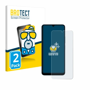 Parte frontal de un envase de producto con el logotipo de la marca BROTECT. Al lado se muestra el dispositivo Xiaomi Redmi 13C