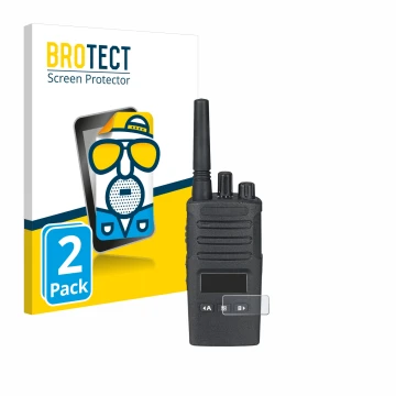 Parte frontal de un envase de producto con el logotipo de la marca BROTECT. Al lado se muestra el dispositivo Motorola XT460 c