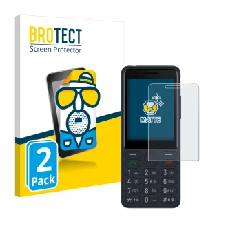 Parte frontal de un envase de producto con el logotipo de la marca BROTECT. Al lado se muestra el dispositivo TCL Onetouch 402