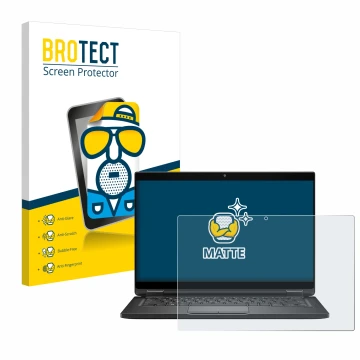 Parte frontal de un envase de producto con el logotipo de la marca BROTECT. Al lado se muestra el dispositivo Dell Latitude 73