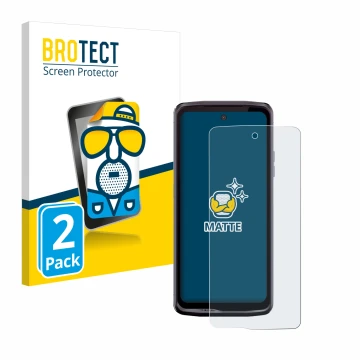 Parte frontal de un envase de producto con el logotipo de la marca BROTECT. Al lado se muestra el dispositivo Crosscall Stella