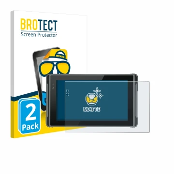 Parte frontal de un envase de producto con el logotipo de la marca BROTECT. Al lado se muestra el dispositivo Hugerock X7 con 