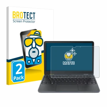 Parte frontal de un envase de producto con el logotipo de la marca BROTECT. Al lado se muestra el dispositivo Lenovo 300w Yoga