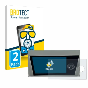 Parte frontal de un envase de producto con el logotipo de la marca BROTECT. Al lado se muestra el dispositivo Volkswagen Calif