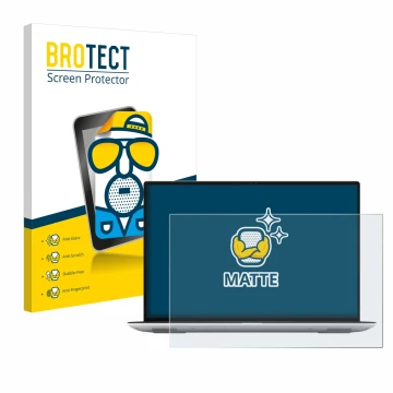 Parte frontal de un envase de producto con el logotipo de la marca BROTECT. Al lado se muestra el dispositivo Dell Precision 5