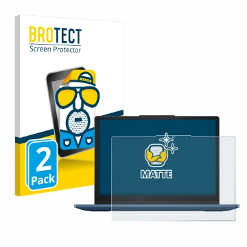 Parte frontal de un envase de producto con el logotipo de la marca BROTECT. Al lado se muestra el dispositivo Lenovo IdeaPad F