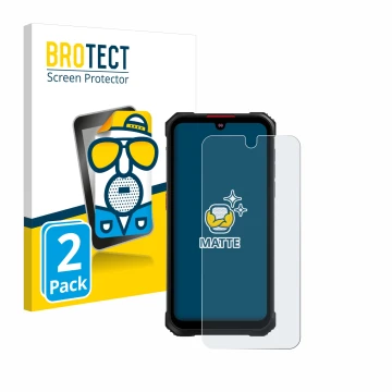 Parte frontal de un envase de producto con el logotipo de la marca BROTECT. Al lado se muestra el dispositivo Hotwav Cyber 9 P
