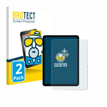 Parte frontal de un envase de producto con el logotipo de la marca BROTECT. Al lado se muestra el dispositivo Apple iPad Air 1