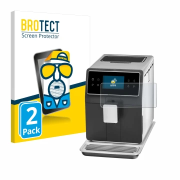 Parte frontal de un envase de producto con el logotipo de la marca BROTECT. Al lado se muestra el dispositivo WMF Perfection 8