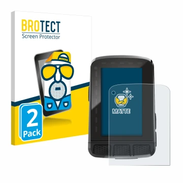 Parte frontal de un envase de producto con el logotipo de la marca BROTECT. Al lado se muestra el dispositivo Wahoo Elemnt Roa