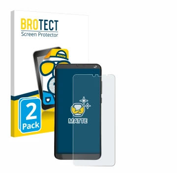 Parte frontal de un envase de producto con el logotipo de la marca BROTECT. Al lado se muestra el dispositivo Brondi Amico XL 