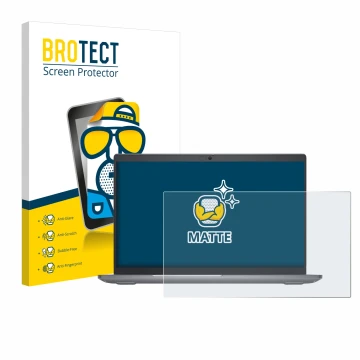 Parte frontal de un envase de producto con el logotipo de la marca BROTECT. Al lado se muestra el dispositivo Dell Latitude 55