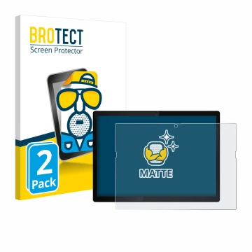 Parte frontal de un envase de producto con el logotipo de la marca BROTECT. Al lado se muestra el dispositivo Lenovo ThinkPad 