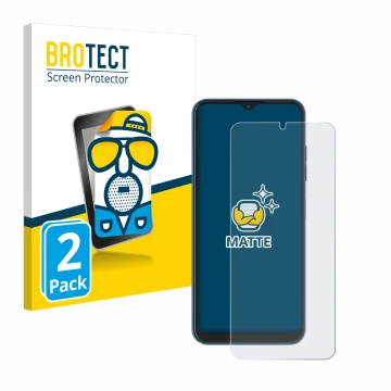 Parte frontal de un envase de producto con el logotipo de la marca BROTECT. Al lado se muestra el dispositivo Hotwav Note 13 c