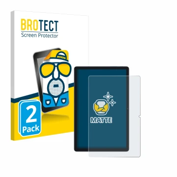 Parte frontal de un envase de producto con el logotipo de la marca BROTECT. Al lado se muestra el dispositivo Blackview Tab 80