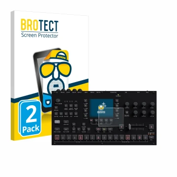 Parte frontal de un envase de producto con el logotipo de la marca BROTECT. Al lado se muestra el dispositivo Elektron Octatra