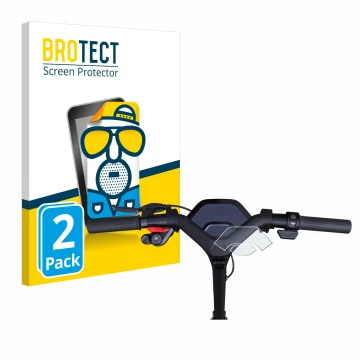 Parte frontal de un envase de producto con el logotipo de la marca BROTECT. Al lado se muestra el dispositivo Segway Ninebot P