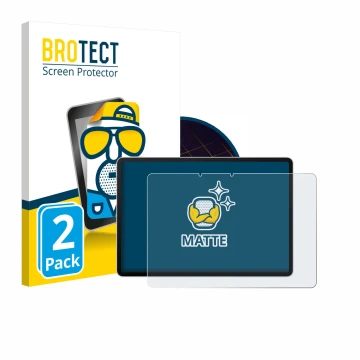 Parte frontal de un envase de producto con el logotipo de la marca BROTECT. Al lado se muestra el dispositivo Huawei MatePad 1