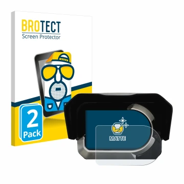 Parte frontal de un envase de producto con el logotipo de la marca BROTECT. Al lado se muestra el dispositivo Kymco CV3 con su