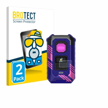 Parte frontal de un envase de producto con el logotipo de la marca BROTECT. Al lado se muestra el dispositivo Vaporesso Armour