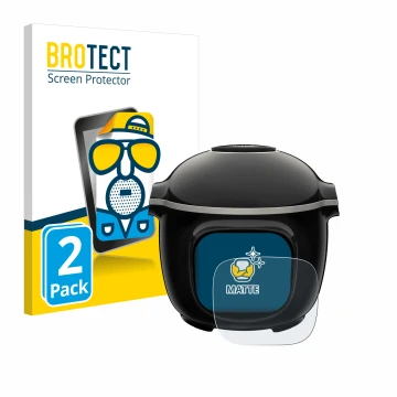 Parte frontal de un envase de producto con el logotipo de la marca BROTECT. Al lado se muestra el dispositivo Moulinex Cookeo 