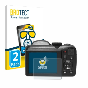 Parte frontal de un envase de producto con el logotipo de la marca BROTECT. Al lado se muestra el dispositivo Kodak Pixpro AZ2