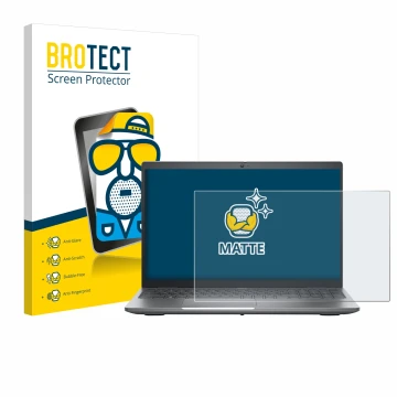 Parte frontal de un envase de producto con el logotipo de la marca BROTECT. Al lado se muestra el dispositivo Dell Precision 3