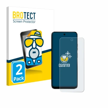 Parte frontal de un envase de producto con el logotipo de la marca BROTECT. Al lado se muestra el dispositivo Motorola G34 5G 