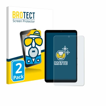 Parte frontal de un envase de producto con el logotipo de la marca BROTECT. Al lado se muestra el dispositivo Alldocube iPlay 