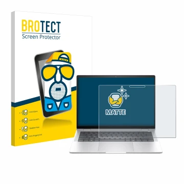 Parte frontal de un envase de producto con el logotipo de la marca BROTECT. Al lado se muestra el dispositivo HP EliteBook x36