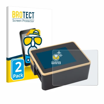 Parte frontal de un envase de producto con el logotipo de la marca BROTECT. Al lado se muestra el dispositivo Junsi iCharger X