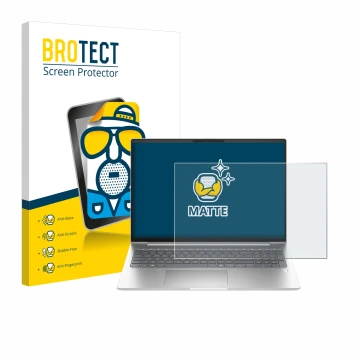 Parte frontal de un envase de producto con el logotipo de la marca BROTECT. Al lado se muestra el dispositivo HP ProBook 460 G