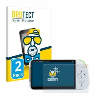 Parte frontal de un envase de producto con el logotipo de la marca BROTECT. Al lado se muestra el dispositivo Babysense MaxVie