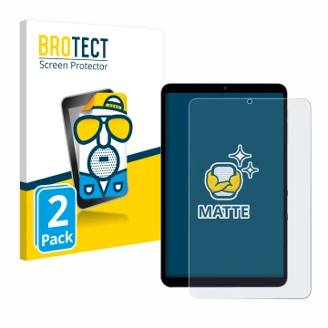 Parte frontal de un envase de producto con el logotipo de la marca BROTECT. Al lado se muestra el dispositivo Alldocube iPlay 