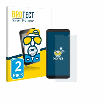 Parte frontal de un envase de producto con el logotipo de la marca BROTECT. Al lado se muestra el dispositivo TCL 403 con su p