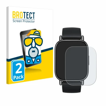 Parte frontal de un envase de producto con el logotipo de la marca BROTECT. Al lado se muestra el dispositivo Xiaomi Redmi Wat