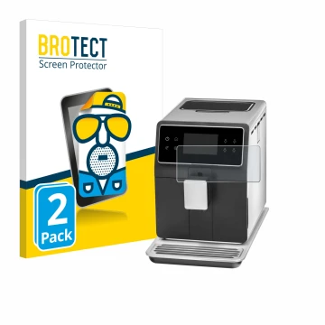 Parte frontal de un envase de producto con el logotipo de la marca BROTECT. Al lado se muestra el dispositivo WMF Perfection 8