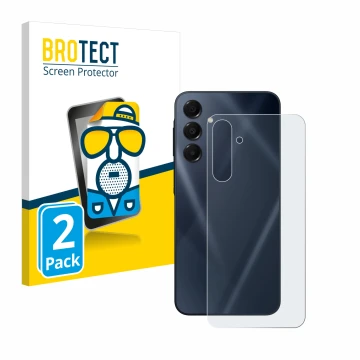 Parte frontal de un envase de producto con el logotipo de la marca BROTECT. Al lado se muestra el dispositivo Samsung Galaxy A