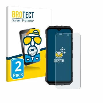 Parte frontal de un envase de producto con el logotipo de la marca BROTECT. Al lado se muestra el dispositivo Doogee V Max Plu