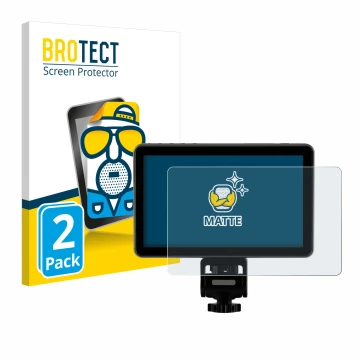 Parte frontal de un envase de producto con el logotipo de la marca BROTECT. Al lado se muestra el dispositivo Rollei Viltrox D