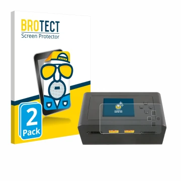 Parte frontal de un envase de producto con el logotipo de la marca BROTECT. Al lado se muestra el dispositivo Gens Ace IMARS D